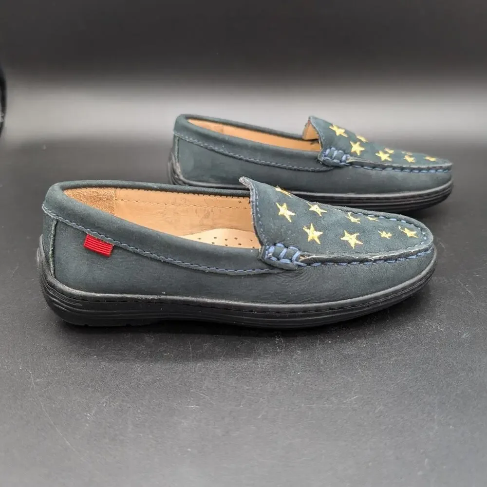 Marc Joseph Loafers Youth 11.5 Navy Blue Gold Stars Slip On Shoes Holland Preppy
